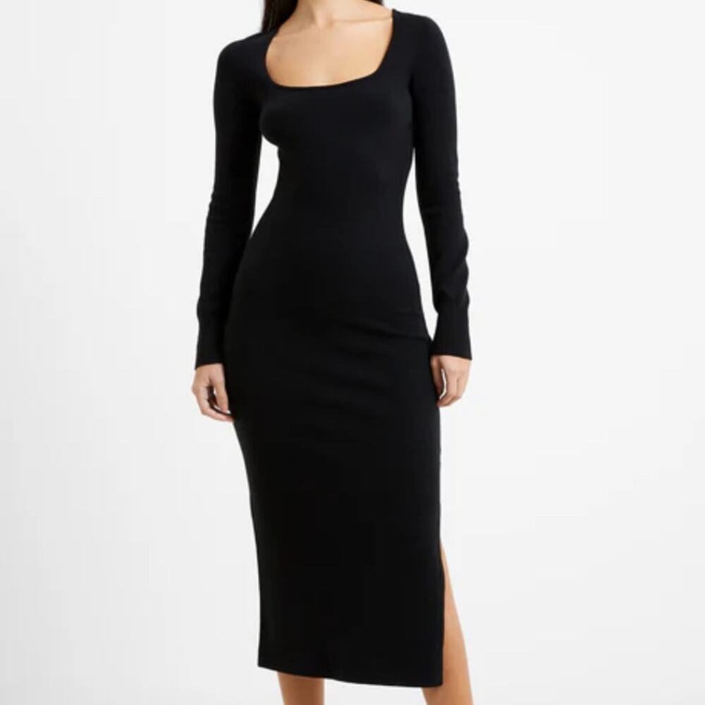 French Connection Babysoft Square Neck Midi Dress - Black Size XL
